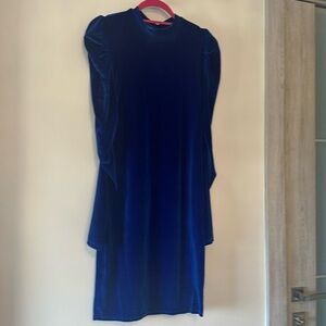 Blue velour long sleeve dress size L